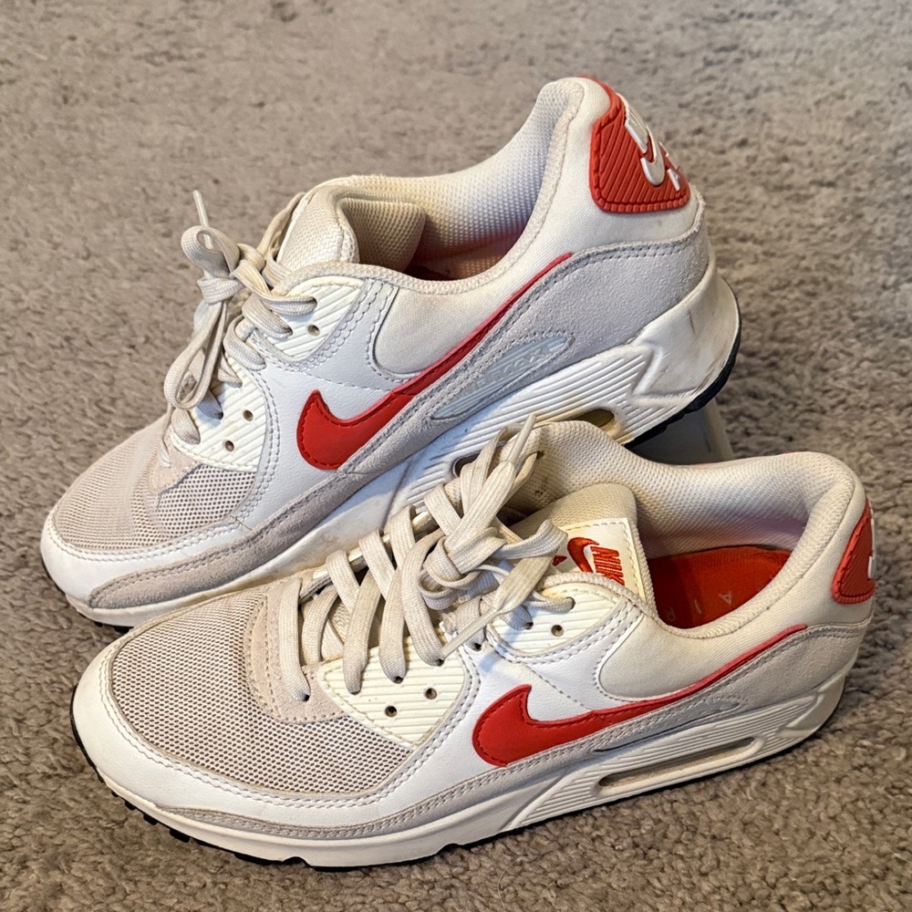 Nike White and Red Air Max Sneakers